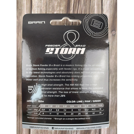 Шнур Brain Storm 8X (green) 150m 0.06mm 8lb/3.8kg, Діаметр: 0.06mm, Колір: зелений, фото , изображение 4