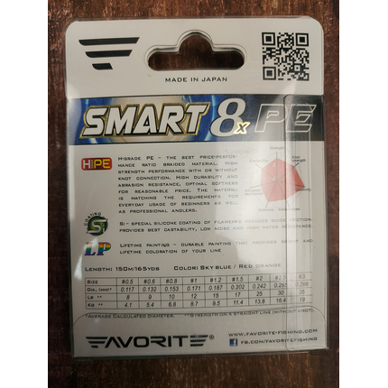 Шнур Favorite Smart PE 8x 150м (sky blue) #3/0.296mm 35lb/19kg, Диаметр: #3/0.296mm, Выберите цвет: голубой, фото , изображение 3
