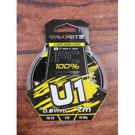 Флюорокарбон Favorite U1 FC 7m #30/0.91mm 106.2lb/48.18kg (Made in Japan), Діаметр: 0.91mm, Розмотування: 7m, фото , изображение 4
