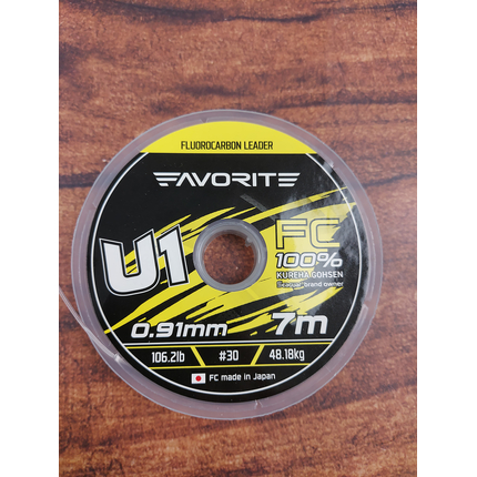 Флюорокарбон Favorite U1 FC 7m #30/0.91mm 106.2lb/48.18kg (Made in Japan), Діаметр: 0.91mm, Розмотування: 7m, фото , изображение 6