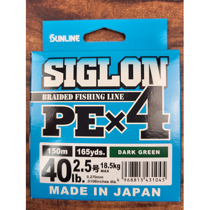 Шнур Sunline Siglon PE х4 150m (темн-зел.) #2.5/0.270mm 40lb/18.5kg, Діаметр: #2.5/0.270mm, Розмотування: 150m, Колір: темно-зеленый, фото , изображение 3