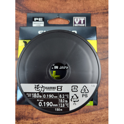 Шнур Shimano Kairiki 8+ 150m (Mantis Green) 0.19mm 18/lb/12.8kg, Діаметр: 0.19mm, Розмотування: 150m, Колір: Зелений, фото , изображение 6