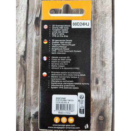 Воблер Savage Gear 3D Sticklebait Twitch S 45mm 4.0g Black Silver, Размер/Вес: 45мм/4г, Цвет воблера: Black Silver, фото , изображение 3