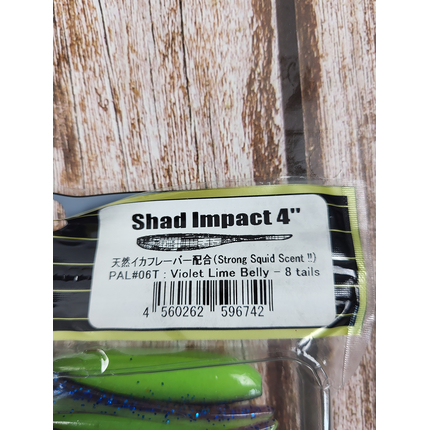 Силікон Keitech Shad Impact 4" (8 шт/упак), колір:pal#06 violet lime berry, Довжина силікону: 4" (10.2 см), Колір силікону: PAL#06 Violet Lime Berry, фото , изображение 4