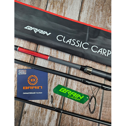 Коропове вудилище Brain Classic Carp 3.30 м / 3.5 lbs / 3 секції — компактне для ближніх дистанцій, Модель: 3.30m 3.5lbs, фото , изображение 2