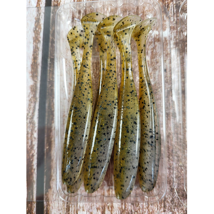 Силікон Keitech Easy Shiner 3.5", колір:414 green pumpkin pp.shad, Довжина силікону: 3.5" (8.9 см), Колір силікону: 414 Green Pumpkin PP.Shad, фото , изображение 7