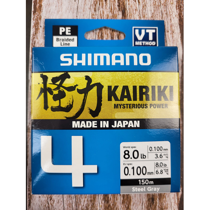 Шнур Shimano Kairiki 4 PE (Steel Gray) 150m 0.10mm 6.8kg, Діаметр: 0.10mm, Колір: сірий, фото , изображение 4