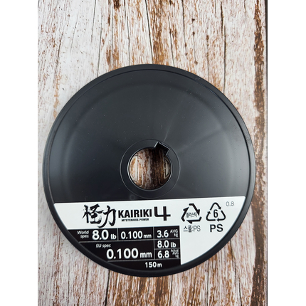 Шнур Shimano Kairiki 4 PE (Steel Gray) 150m 0.10mm 6.8kg, Діаметр: 0.10mm, Колір: сірий, фото , изображение 6