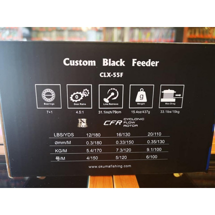 Котушка Okuma Custom Black Feeder CLX-55F 7+1BB, Розмір шпулі: 5500, фото , изображение 9