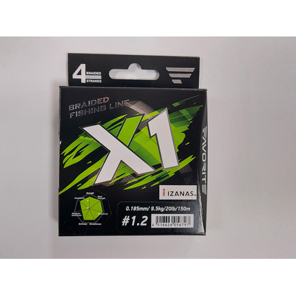 Шнур Favorite X1 4x 150m (orange) #1.2/0.185mm 20lb/9.5kg, Диаметр: #1.2/0.185mm, Выберите цвет: оранжевый, фото , изображение 2