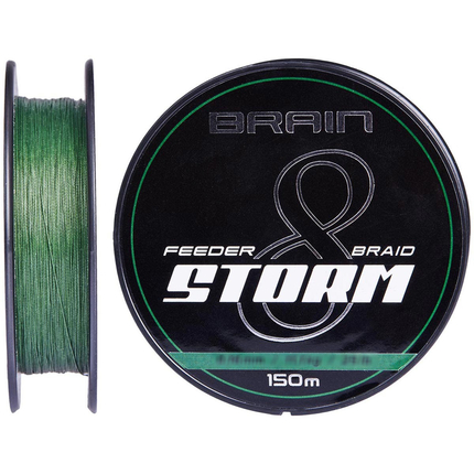 Шнур Brain Storm 8X (green) 150m 0.06mm 8lb/3.8kg, Діаметр: 0.06mm, Колір: зелений, фото 