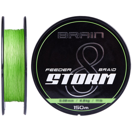Шнур Brain Storm 8X (lime) 150m 0.10mm 13lb/5.9kg, Діаметр: 0.10mm, Колір: салатовий, фото , изображение 2