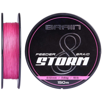 Шнур Brain Storm 8X (pink) 150m 0.12mm 16lb/7.4kg, Диаметр: 0.12mm, Выберите цвет: Рожевий, фото 