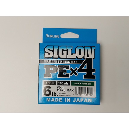 Шнур Sunline Siglon PE х4 150m (темн-зел.) #0.4/0.108mm 6lb/2.9kg, Діаметр: #0.4/0.108mm, Розмотування: 150m, Колір: темно-зеленый, фото , изображение 2
