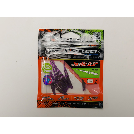 Силікон Select Javik 2.2" col.888 — їстівний черв’як для окуня та нано-джигу (7 шт.), Довжина силікону: 2.2" (5.59 см), Колір силікону: 888, фото , изображение 4