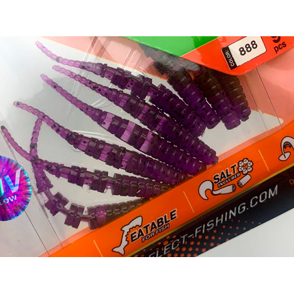 Силікон Select Javik 1.8" col.888 — їстівний черв’як для окуня та нано-джигу (9 шт.), Довжина силікону: 1.8" (4.57 см), Колір силікону: 888, фото , изображение 13