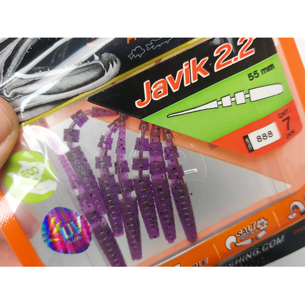 Силікон Select Javik 2.2" col.888 — їстівний черв’як для окуня та нано-джигу (7 шт.), Довжина силікону: 2.2" (5.59 см), Колір силікону: 888, фото , изображение 5