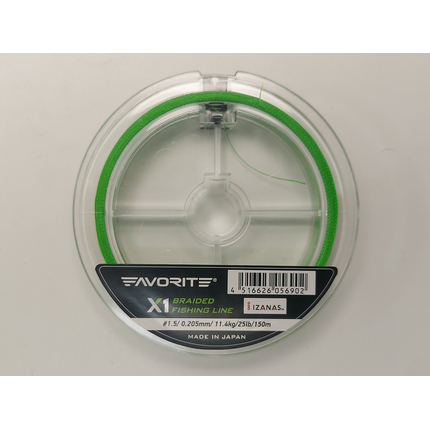 Шнур Favorite X1 PE 4x 150m (l.green) #1.5/0.205mm 25lb/11.4kg, Діаметр: #1.5/0.205mm, Колір: салатовый, фото , изображение 6