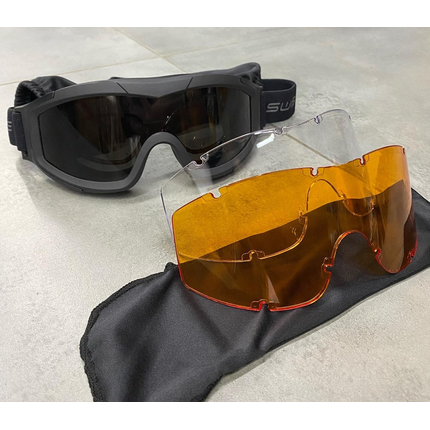 Очки баллистические Swiss Eye F-Tac, 3 компл. сменных линз + оправа-адаптер (цвет черный), фото , изображение 8