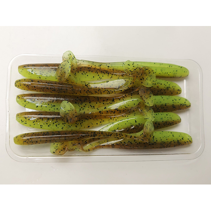Силікон Keitech Easy Shiner 3" (10 шт/упак), колір:401 greenpumpkinpp.chart, Довжина силікону: 3" (7.6 см), Колір силікону: 401 Green Pumpkin/Chartreuse, фото , изображение 6