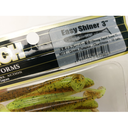 Силікон Keitech Easy Shiner 3" (10 шт/упак), колір:401 greenpumpkinpp.chart, Довжина силікону: 3" (7.6 см), Колір силікону: 401 Green Pumpkin/Chartreuse, фото , изображение 16
