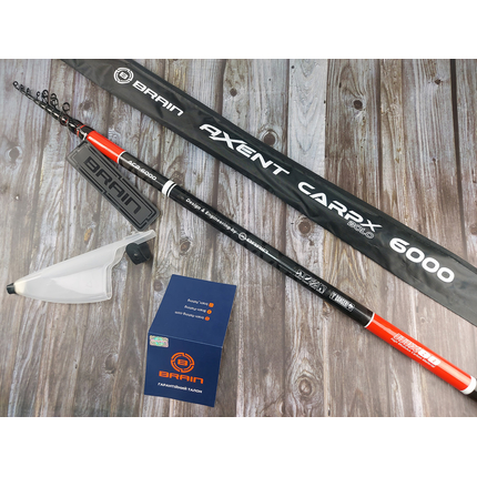 Болонське вудлище Brain Axent Carp X Bolo 6.00m 50-150g для бічного ківка (телескопічне, з кільцями) + чохол та захист на кільця, Довжина: 6m, фото , изображение 8