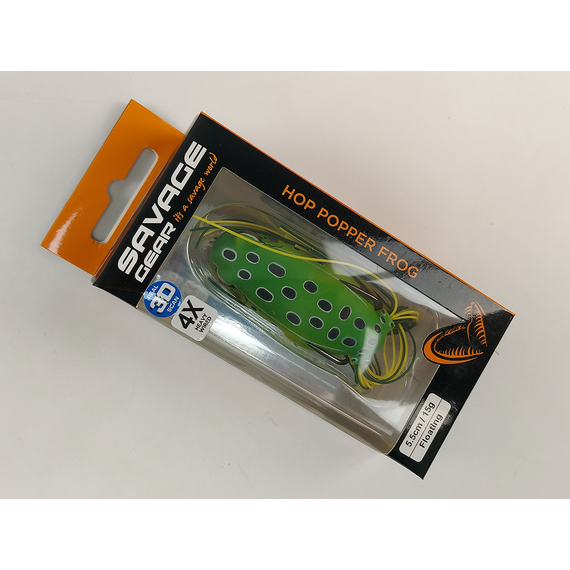 Воблер Savage Gear Hop Popper Frog F 55mm 15.0g Green Leopard, Размер/Вес: 55мм/15г, Цвет воблера: Green Leopard, фото , изображение 2