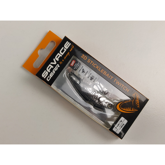Воблер Savage Gear 3D Sticklebait Twitch S 55mm 7.0g Black Silver, Розмір/Вага: 55мм/7г, Колір воблера: Black Silver, фото , изображение 2