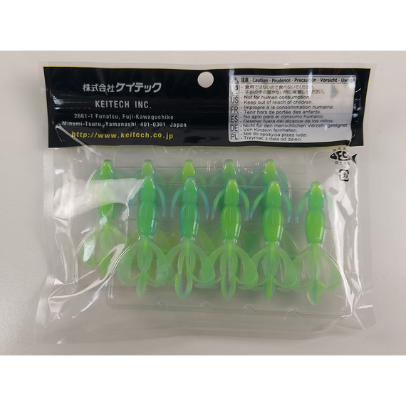 Силикон Keitech Crazy Flapper 2.4" (10 шт/уп), цвет: pal#03 ice chartreuse, Длина силикона: 2.4" (6.1 см), Расцветка силикона: PAL#03 Ice Chartreuse, фото , изображение 8