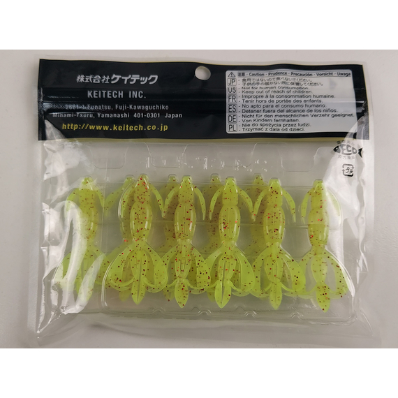 Силикон Keitech Crazy Flapper 2.4" (10 шт/уп), цвет: pal#01 chartreuse red flk, Длина силикона: 2.4" (6.1 см), Расцветка силикона: PAL#01 Chartreuse Red Flake, фото , изображение 8