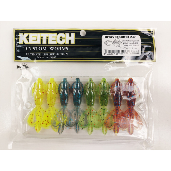 Силікон Keitech Crazy Flapper 2.8" (8 шт/уп), мікс Light, Длина силикона: 2.8" (7.1 см), Расцветка силикона: мікс Light, фото , изображение 3