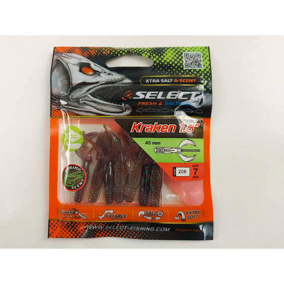 Силікон Select Kraken 1.8" col.206 (7 шт/упак), Довжина силікону: 1.8" (4.57 см), Колір силікону: 206, фото , изображение 7