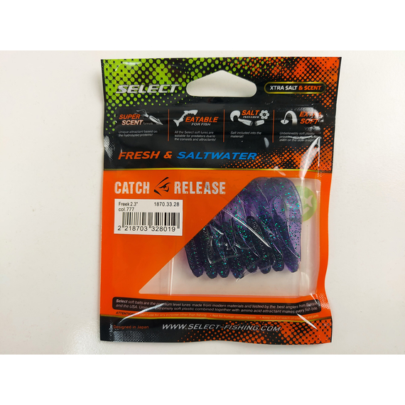 Силікон Select Freek 2.3" col.777 (8 шт/упак), Довжина силікону: 2.3" (4.3 см), Колір силікону: 777, фото , изображение 10