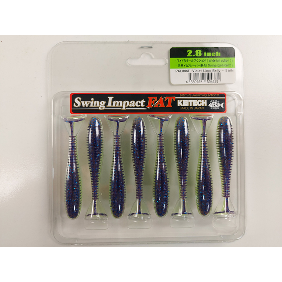 Силикон Keitech Swing Impact FAT 2.8" (8 шт/упак) цвет: pal#06 violet lime berry, Длина силикона: 2.8" (7.1 см), Расцветка силикона: PAL#06 Violet Lime Berry, фото , изображение 8