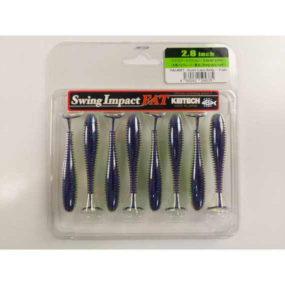 Силикон Keitech Swing Impact FAT 2.8" (8 шт/упак) цвет: pal#06 violet lime berry, Длина силикона: 2.8" (7.1 см), Расцветка силикона: PAL#06 Violet Lime Berry, фото , изображение 10