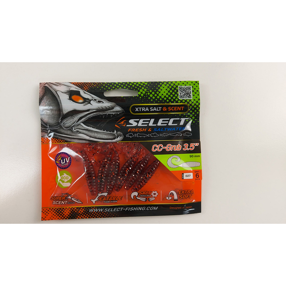 Силікон Select CC-Grub 3.5" col.027 (6 шт/упак), Довжина силікону: 3.5" (8.89 см), Колір силікону: 027, фото , изображение 8