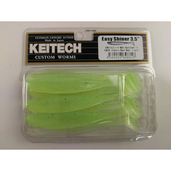 Силікон Keitech Easy Shiner 3.5" (7 шт/уп),, колір: ea#19 electric chart shad, Довжина силікону: 3.5" (8.9 см), Колір силікону: EA#19 Electric Chart Shad, фото , изображение 9