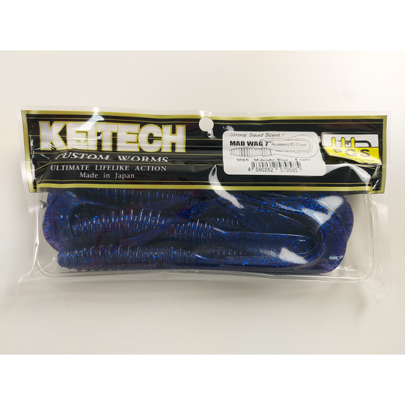 Силикон Keitech Mad Wag 7" (6 шт/упак) ц:308 midnight blue, Длина силикона: 7" (17.8 см), Расцветка силикона: 308 Midnight Blue, фото , изображение 12