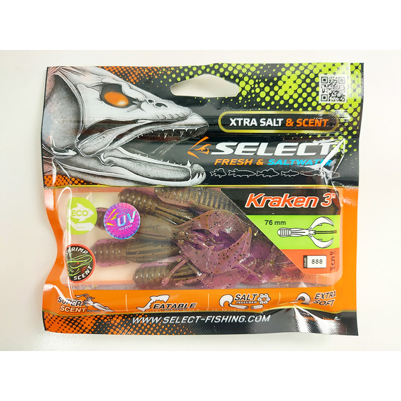 Силікон Select Kraken 3" col.888 (5 шт/упак), Довжина силікону: 3" (7.62 см), Колір силікону: 888, фото , изображение 9