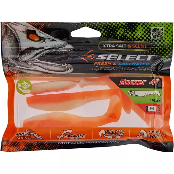 Силикон Select Boozer 4" #209 (3 шт/уп), Длина силикона: 4.0" (10.16 см), Расцветка силикона: 209, фото , изображение 2