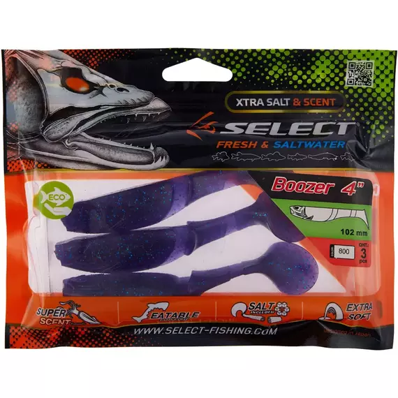 Силікон Select Boozer 4" #800 (3 шт / уп), Длина силикона: 4.0" (10.16 см), Расцветка силикона: 800, фото , изображение 2