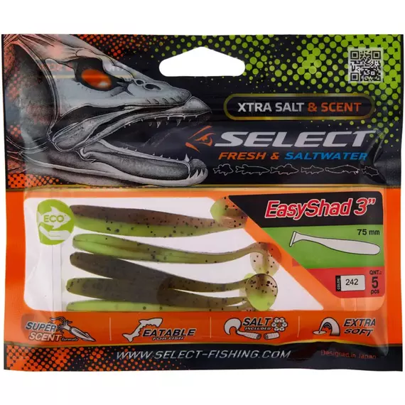 Силікон Select Easy Shad 3" #242 (5 шт / уп), Довжина силікону: 3" (7.62 см), Колір силікону: 242, фото , изображение 2