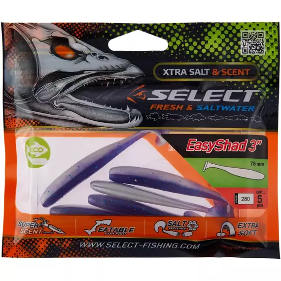 Силікон Select Easy Shad 3" #280 (5 шт / уп), Довжина силікону: 3" (7.62 см), Колір силікону: 280, фото , изображение 2