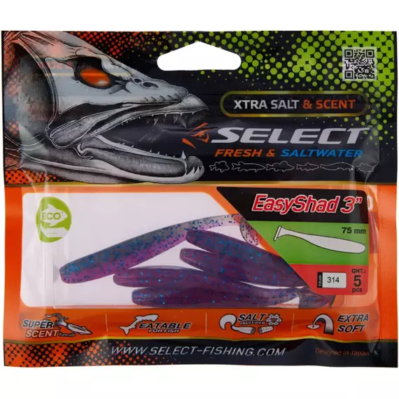 Силікон Select Easy Shad 3" #314 (5 шт / уп), Довжина силікону: 3" (7.62 см), Колір силікону: 314, фото , изображение 2