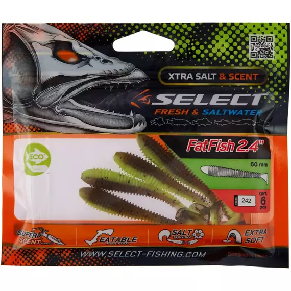 Силикон Select FatFish 2.4" #242 (6 шт/уп), Длина силикона: 2.4" (6.1 см), Расцветка силикона: 242, фото , изображение 2
