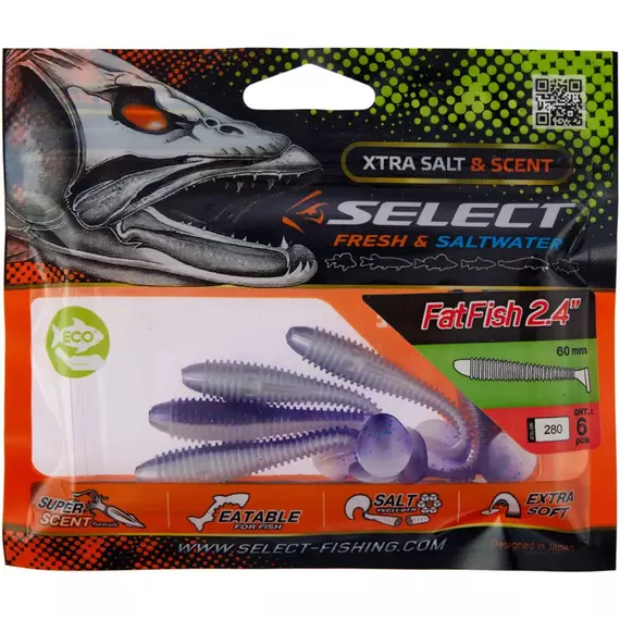 Силикон Select FatFish 2.4" #280 (6 шт/уп), Длина силикона: 2.4" (6.1 см), Расцветка силикона: 280, фото , изображение 2