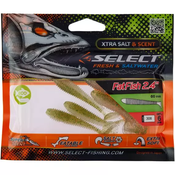 Силикон Select FatFish 2.4" #308 (6 шт/уп), Длина силикона: 2.4" (6.1 см), Расцветка силикона: 308, фото , изображение 2