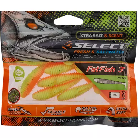 Силікон Select FatFish 3" #247 (6 шт / уп), Довжина силікону: 3" (7.62 см), Колір силікону: 247, фото , изображение 2