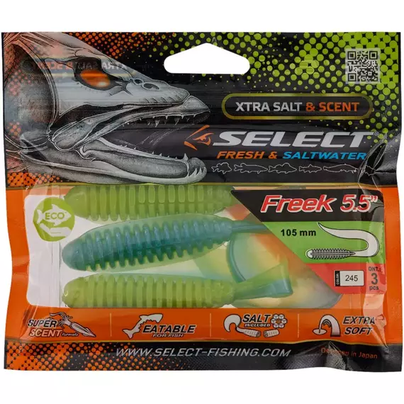 Силікон Select Freek 5.5" #245 (3 шт / уп), Длина силикона: 5.5" (13.97 см), Расцветка силикона: 245, фото , изображение 2
