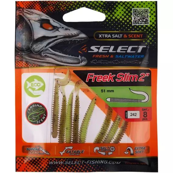 Силікон Select Freek Slim 2" #242 (8 шт / уп), Довжина силікону: 2" (5.08 см), Колір силікону: 242, фото , изображение 2